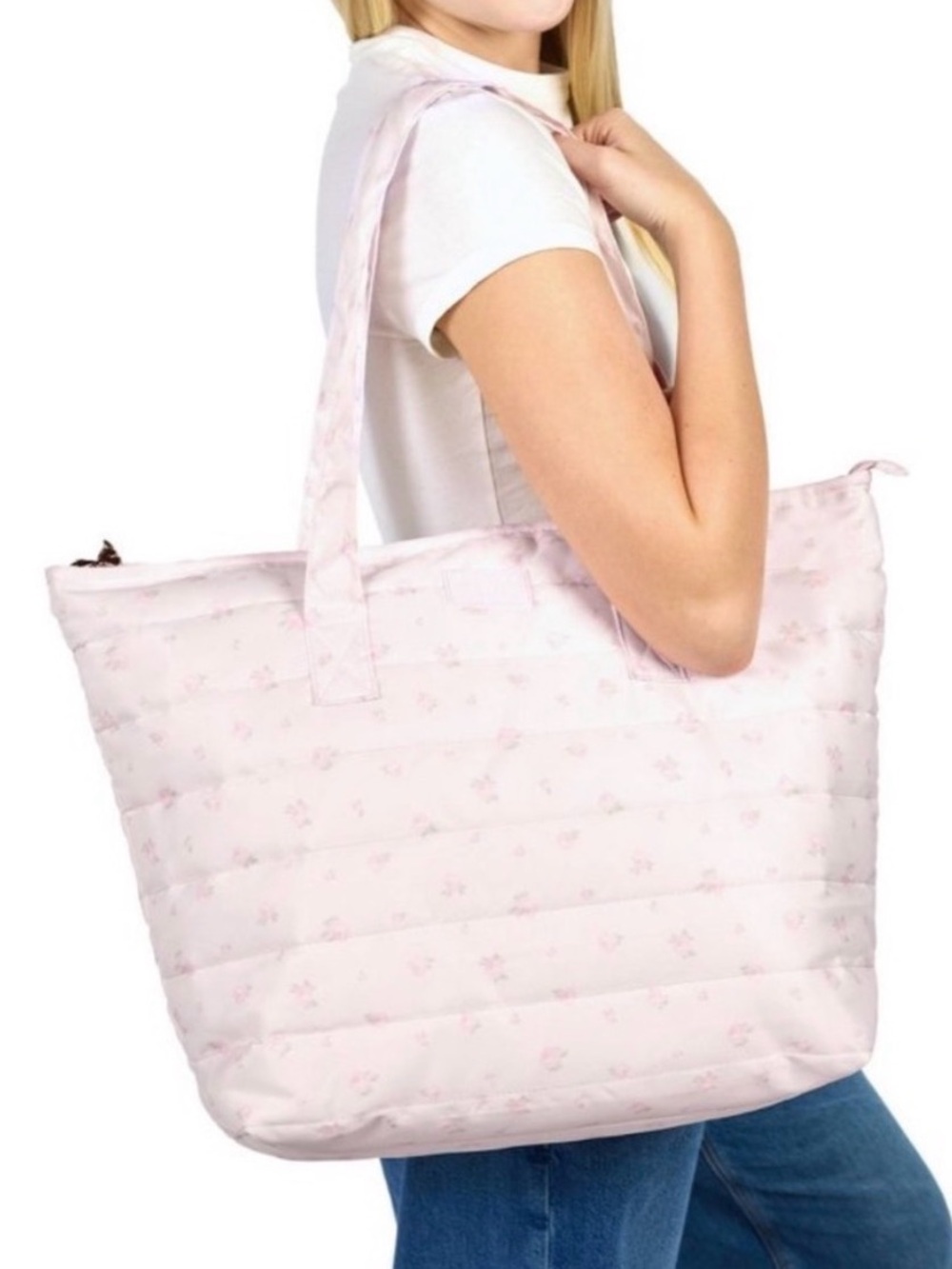 LoveShackFancy x Target-Yoobi Blooming Heirloom Quilted Tote Bag Ballet Bloom